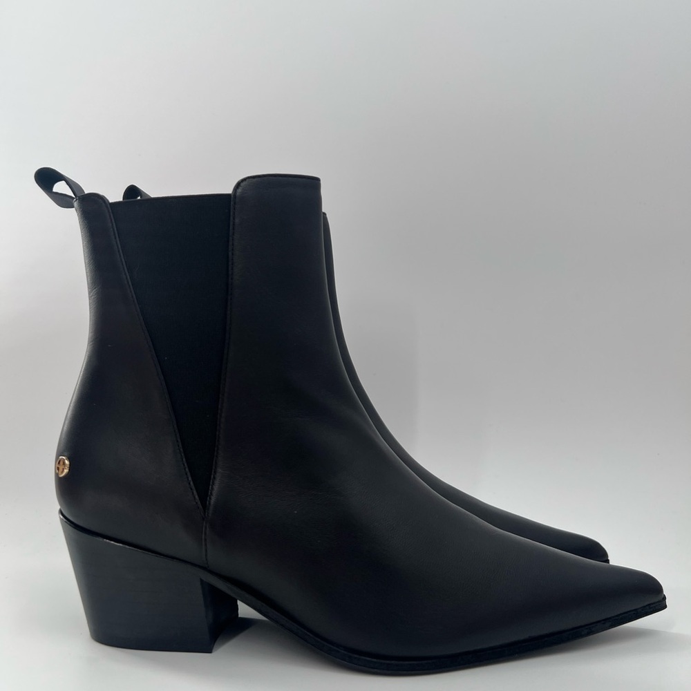 Anine Bing Sky Chelsea Leather Black Pointed Toe Boots